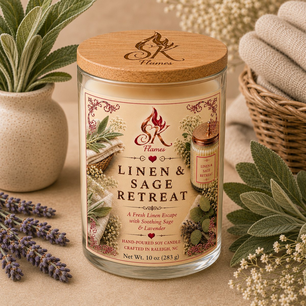 Linen & Sage Retreat soy candle