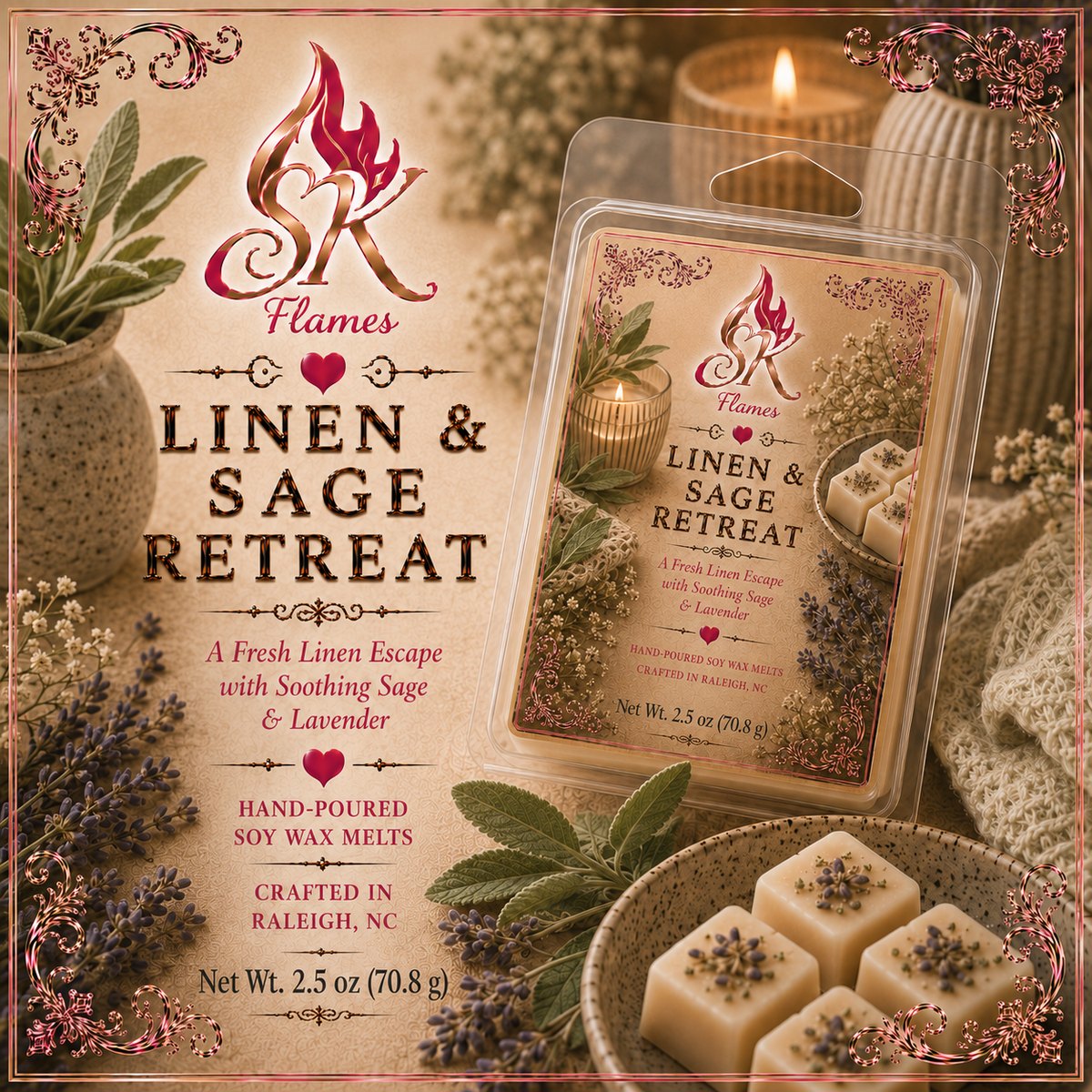 Linen & Sage Retreat wax melts