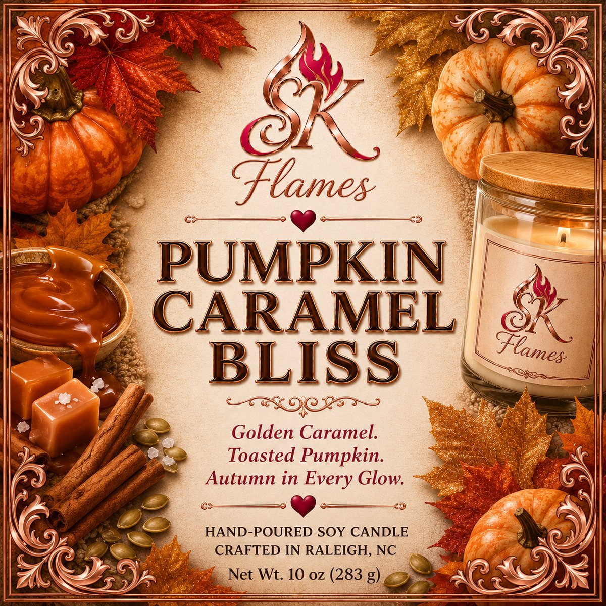 Pumpkin Caramel Bliss soy candle